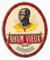 RHUM VIEUX SUPERIEUR étiquette - Superbe Litho Chromo Vernie - Imprimerie Vieillemard - Fin XIXème - Rhum