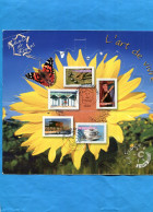 SOUVENIR-*l'art De Vivre 5 Timbres Autocollants  Oblitérés1er Jour 2003 Document  S'ouvrant  Devenant  Décoratif - Storia Postale