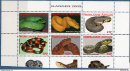 Dutch Antilles 2009 Snakes 6 Values MNH H-09-11 Bothriopsis, Bothriechis, Agkistrodeon, Atropoides, Erythrolampus - Serpents
