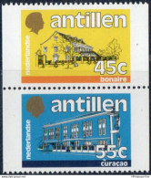 Dutch Antilles 1983 Island Series, Pair From Stamp Booklet 2 Val. MNH H-83.10 Ned.Antillen Bonaire, Curacao - Archéologie