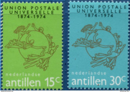 Dutch Antilles 1974 UPU Centennial 2 Values MNH H-74.05 Nederlandse Antillen - UPU (Wereldpostunie)