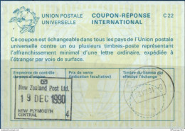 Nwe Zealand 1990 IRC From New Plymouth 19.12.90 To Bonaire, Dutch Antilles 2107.0605 CRI, Coupon Reponse, - Oblitérés