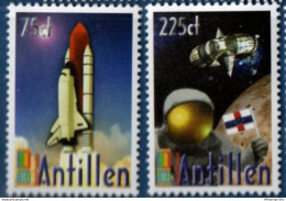 Dutch Antilles 2000 Anaheim 2000 2 Values MNH 2106.0936 Space Shuttle, Rocket - America Del Nord