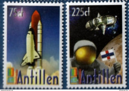 Dutch Antilles 2000 Anaheim 2000 2 Values MNH 2106.0936 Space Shuttle, Rocket - North  America
