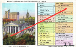 AK Richmond State Capitol Lazy Busy Person 's Correspondence Card Multiple Choice Virginia VA United States USA - Richmond