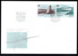 2005 Joint  Sweden And Norway, FDC SWEDEN WITH 2 STAMPS: Neighbours - Joint Issues