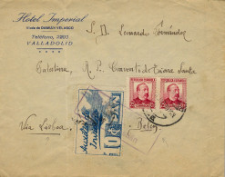 1937 VALLADOLID - BELÉN , SOBRE CIRCULADO AL CONVENTO DE TIERRA SANTA , VIA LISBOA , AUXILIO DE INVIERNO , LLEGADA - Cartas & Documentos