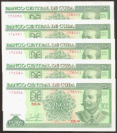 CUBA. 5 Pieces X 5 Pesos 2019. UNC. - Cuba