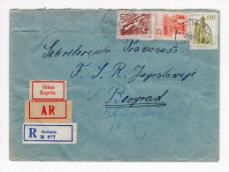 1963. YUGOSLAVIA,CROATIA,KOSTANJE TO BELGRADE,RECORDED,EXPRESS,AR COVER,TPO 111 SPLIT - BEOGRAD - Storia Postale