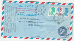 THEME AVIATION    AEROGRAMME  N° 1010 AER  - TRANSPORT PAR BALLON BICENTENAIRE DE L'AIR ET DE L'ESPACE - Aviones