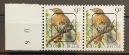 België, 1993, PRE833P6a, Postfris**, In Paar Met Bladboord, OBP 23€ - Typos 1986-96 (Oiseaux)