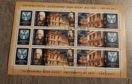 ROMANIA "ALEXANDRU IOAN CUZA "UNIVERSITY OF IASI -160 YEARS SHEET USED - Used Stamps