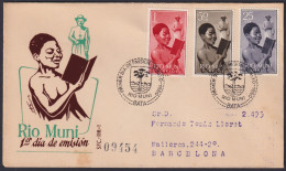 F-EX45732 RIO MUNI SPAIN 1950 REG FDC READING INDIGENOUS TO BARCELONA.  - Rio Muni