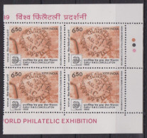 1988-India- India’89,Cancellations, Block Of 4 From Booklet Pane With Colour Code, MNH. - Ungebraucht