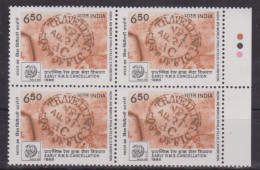 1988-India- India’89,Cancellations, Block Of 4 From Booklet Pane With Colour Code, MNH. - Ungebraucht