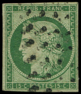 EMISSION DE 1849 - 2    15c. Vert, Obl. GROS POINTS, TB - 1849-1850 Cérès