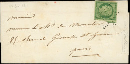 Let EMISSION DE 1849 - 2    15c. Vert, Voisin à Droite, Obl. ETOILE Sur LAC, Au Verso Càd T15 PARIS 26/2/52, TB - 1849-1876: Periodo Clásico