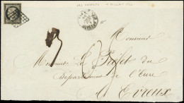 Let EMISSION DE 1849 - 3    20c. Noir Sur Jaune, Obl. GRILLE S. Devant, Càd T15 LES ANDELYS 1/7/50, 1er Jour Du Tarif à  - 1849-1876: Classic Period