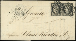 Let EMISSION DE 1849 - 3a   20c. Noir Sur Blanc, PAIRE Obl. GRILLE S. LAC, Càd T15 VILLEFRANCHE-S-SAONE 10/11/49, TB - 1849-1876: Periodo Classico