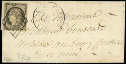 Let EMISSION DE 1849 - 3i   20c. GRIS, Obl. GRILLE S. LAC, Càd T14 St HIPPOLYTE (DOUBS) 23/2/50, Nuance Certifiée Calves - 1849-1876: Periodo Classico