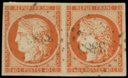 EMISSION DE 1849 - 5a   40c. Orange Vif, PAIRE Obl. PC 3383, TTB - 1849-1850 Cérès