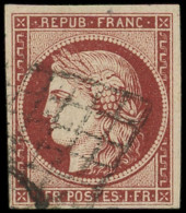 EMISSION DE 1849 - 6b    1f. Carmin Foncé, Obl. GRILLE, TB. J - 1849-1850 Ceres