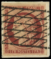 EMISSION DE 1849 - 6B    1f. Carmin-brun, Obl. GRILLE SANS FIN Sur Fragt, TB - 1849-1850 Cérès