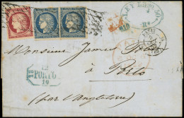 Let EMISSION DE 1849 - 6     1f. Carmin, Filet Touché Dans Un Angle, Voisin En Haut, N°4 25c. Bleu, 2 Ex. Dont Un Défx,  - 1849-1876: Periodo Classico