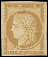 ** EMISSION DE 1849 - R1f  10c. Bistre Clair, REIMPRESSION, TB - 1849-1850 Cérès