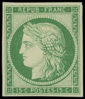 ** EMISSION DE 1849 - R2e  15c. Vert Clair, REIMPRESSION, TTB - 1849-1850 Cérès