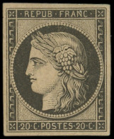 * EMISSION DE 1849 - R3f  20c. Noir Sur Jaune, REIMPRESSION, Adhérences, TB - 1849-1850 Ceres