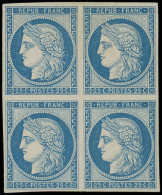 ** EMISSION DE 1849 - R4d  25c. Bleu, REIMPRESSION, BLOC De 4, 2 Ex. *, Frais Et TB - 1849-1850 Ceres