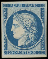 (*) EMISSION DE 1849 - R8f  20c. Bleu, REIMPRESSION, TB - 1849-1850 Cérès