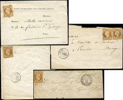 Let PRESIDENCE - 9    10c. Bistre-jaune, 3 Unités Et Une Paire Obl. S. 4 Lettres, Nuances Diverses, Timbres Défx, B - 1849-1876: Klassik