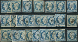 PRESIDENCE - 10   25c. Bleu, 30 Ex. Obl., Nuances Et Obl. Diverses, Qqs Ex. Choisis, La Plupart TB - 1852 Luigi-Napoleone