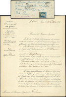 Let PRESIDENCE - 10   25c. Bleu, Défx, Obl. PC S. Env., Càd T15 ALENCON 5/12/53, Taxe 30, Mention "timbre Poste Ayant Dé - 1849-1876: Periodo Classico