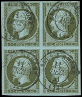 EMPIRE NON DENTELE - 11    1c. Vert-olive, BLOC De 4 Obl. Càd T15 ARLES-S-RHONE 11/12/61, TTB - 1853-1860 Napoleone III