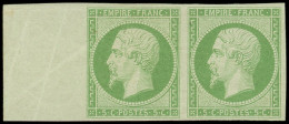 * EMPIRE NON DENTELE - 12a   5c. Vert-jaune, PAIRE Bdf Avec Inf. Froissure Sur Le Filet Supérieur, Aspect TTB - 1853-1860 Napoleone III