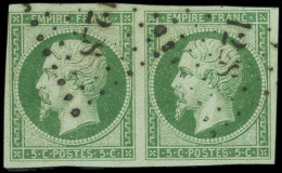 EMPIRE NON DENTELE - 12    5c. Vert, PAIRE Obl. PC 1228, TB - 1853-1860 Napoleone III