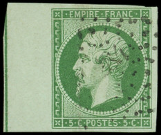 EMPIRE NON DENTELE - L12d  5c. Vert Foncé, Bdf Avec FILET D'ENCADREMENT Quasi Total, Obl. PC, TB - 1853-1860 Napoleone III