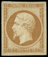 * EMPIRE NON DENTELE - 13B  10c. Brun Clair, T II, Belles Marges, Frais Et TTB. Br - 1853-1860 Napoléon III.