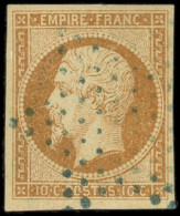 EMPIRE NON DENTELE - 13A  10c. Bistre, T I, Obl. ETOILE BLEUE, TB - 1853-1860 Napoléon III