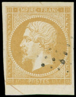 EMPIRE NON DENTELE - 13Al 10c. Citron, Impression Défectueuse, Petit Bdf, Oblitération Légère, Effigie Dégagée, Superbe - 1853-1860 Napoléon III.