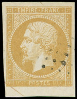 EMPIRE NON DENTELE - 13Al 10c. Citron, Impression Défectueuse, Petit Bdf, Oblitération Légère, Effigie Dégagée, Superbe - 1853-1860 Napoleone III