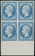 ** EMPIRE NON DENTELE - 14B  20c. Bleu, T II, BLOC De 4 Bdf, T II, La Paire Sup. Est *, Fraîcheur Postale, TTB - 1853-1860 Napoléon III