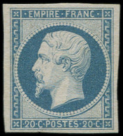 (*) EMPIRE NON DENTELE - 14A  20c. Bleu, T I, TB - 1853-1860 Napoleone III