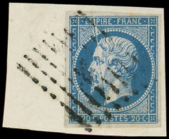 EMPIRE NON DENTELE - 14A  20c. Bleu, T I, PLI ACCORDEON, Obl. S. Son Support, TB - 1853-1860 Napoleone III