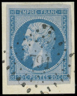 EMPIRE NON DENTELE - 14Ac 20c. Bleu S. LILAS, T I, Obl. PC 791 S. Fragt, TTB. J - 1853-1860 Napoléon III.