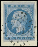 EMPIRE NON DENTELE - 14Ac 20c. Bleu S. LILAS, T I, Obl. PC 791 S. Fragt, TTB. J - 1853-1860 Napoleone III