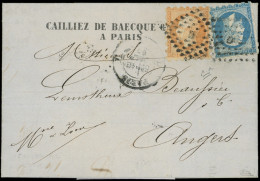 Let EMPIRE NON DENTELE - 14A Et 16, 20c. Et 40c., Tous Les 2 PIQUAGE SUSSE, Obl. Los. D S. LAC, Càd Paris 18/5/62, RR Ai - 1849-1876: Classic Period